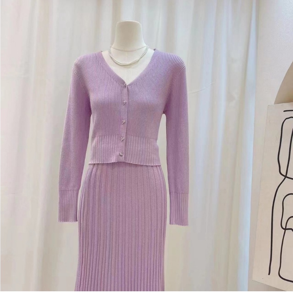 Lilac Ribbed Maxi Skirt — Women's Knit Skirt - Picture 4 of 4